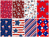 CraftsFabrics 100% Cotton Stars Stripes American Flag Fabric Bundles 50x50cm Wide Precut 4th July Print Quilting for DIY Craft Patchwork